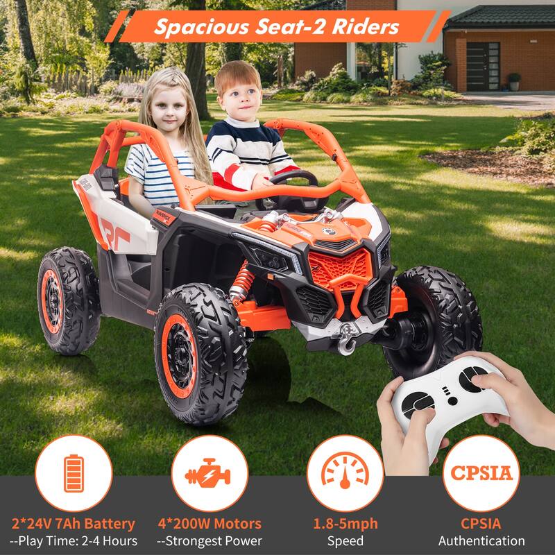 2-Seater Licensed Can-Am Electric Off-Road Ride-On UTV Car for Kids Best Gifts