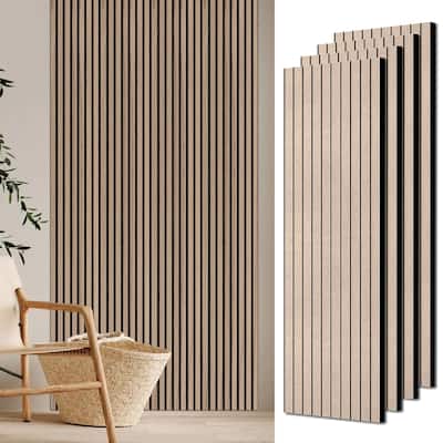 47" x 23" Modern Decor Polyester Grating Wood Acoustic Slat Panels Wall Paneling (Set of 4)