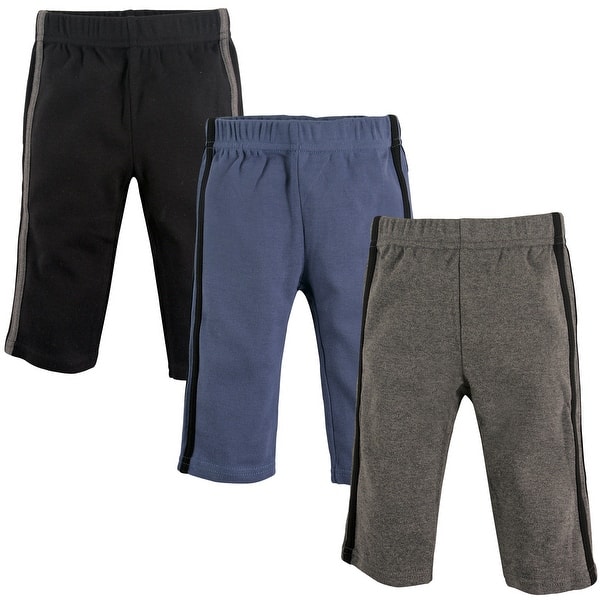 slide 1 of 1, Hudson Baby Toddler Boy Cotton Pants 3pk, Black Blue 4T - Black Blue