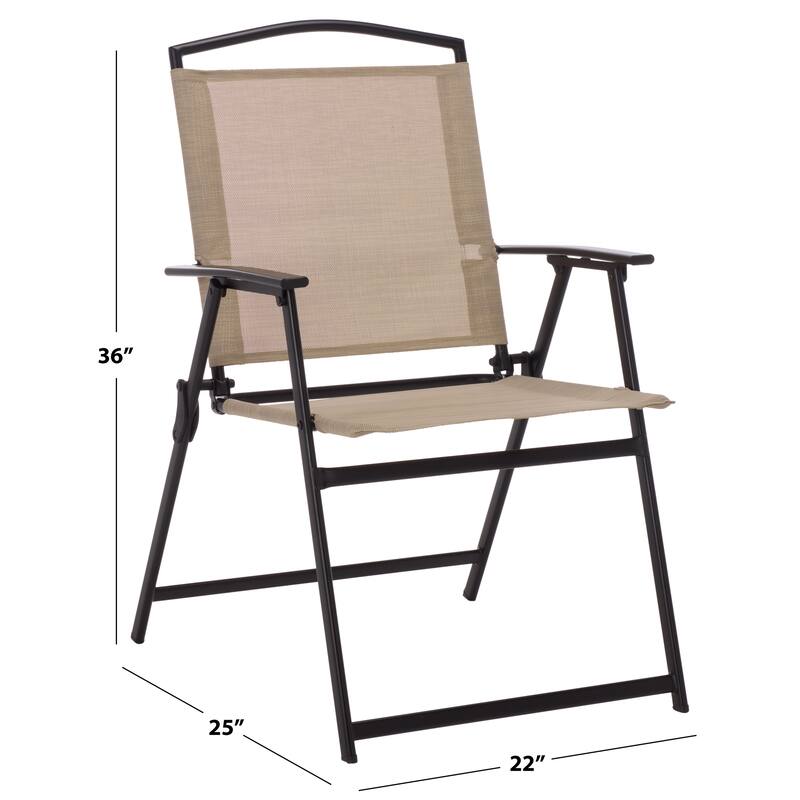 SAFAVIEH Outdoor Living Alvin Folding Chair (Set of 2) - 22"W x 25"D x 36"H