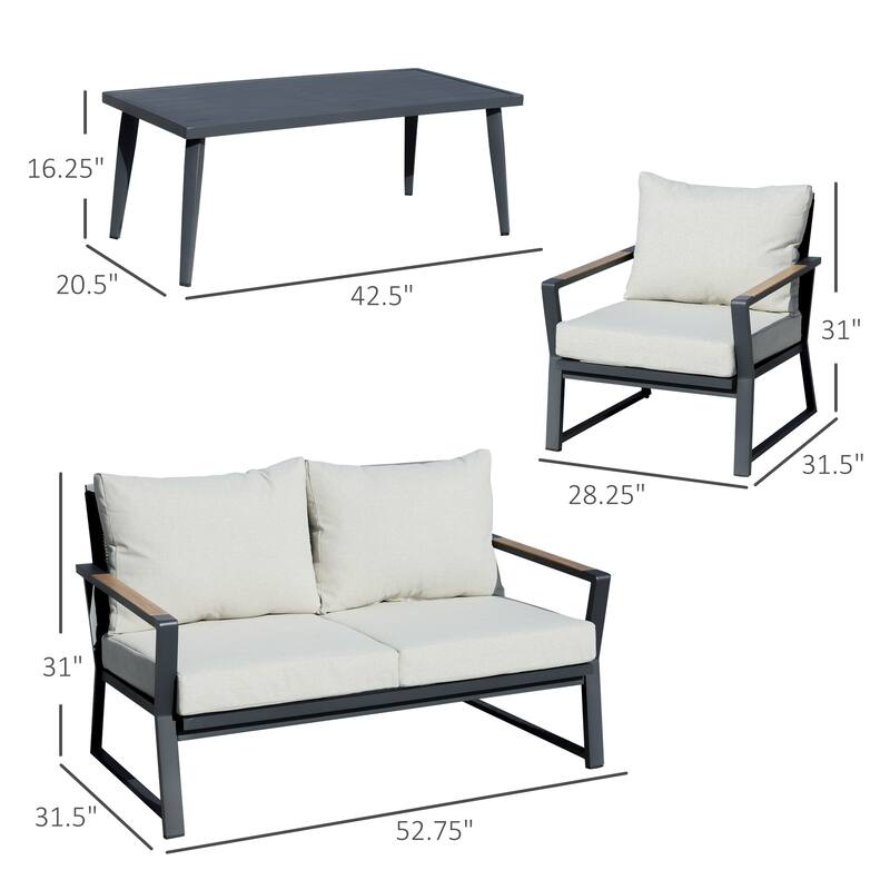 White 4 Piece Aluminum Patio Conversation Set