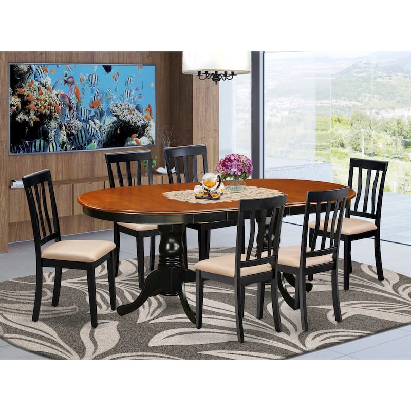East West Furniture Dining Table Set Consist of an Oval Table with Butterfly Leaf and Dining Chairs (Chair Seat Type Options) - PLAN7-BCH-C