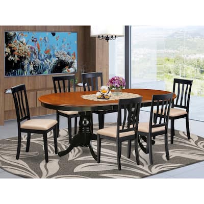 East West Furniture Dining Table Set Consist of an Oval Table with Butterfly Leaf and Dining Chairs (Chair Seat Type Options)