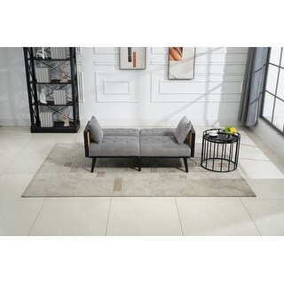 Living Room Lounge Recliner Bed Light Gray Velvet Sleeper Loveseat Sofa ...
