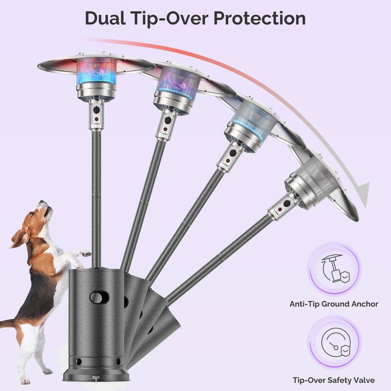48,000 BTU Propane Heater Outdoor Patio Heaters with Wheels, Patio Heater Deck Porch for Outdoor Use Camping Backyard Commercial
