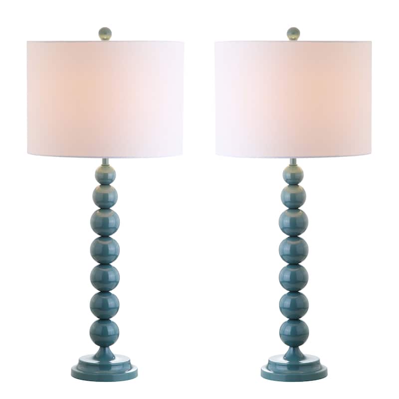 SAFAVIEH Lighting Mechelle 31-inch Stacked Ball White Table Lamp (Set of 2) - 14"x14"x31.5" - 14Wx14Dx32H