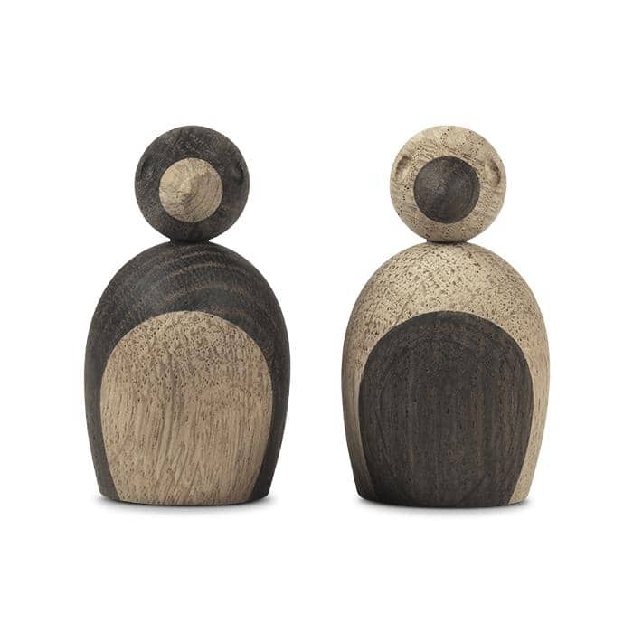 Kay Bojesen Pair Of Sparrows, Oak/Smoked Oak - H: 2.2"