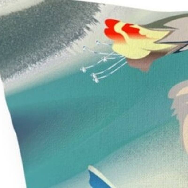 HomeRoots 26" X 26" Blue and Gray Bird Blown Seam Floral Indoor Outdoor Throw Pillow - 26.00' X '26.00' X '5.00