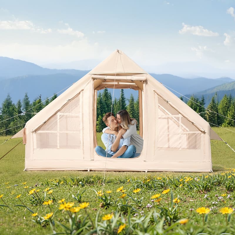 Inflatable Tent for Camping 4-6 Person Glamping Tent with Pump Easy Set up - Multi