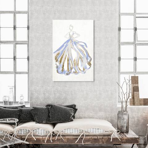 Oliver Gal 'Spring Elegant Blues' Fashion and Glam Wall Art Canvas Print Dress - White, Gold