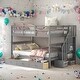 preview thumbnail 20 of 26, Full-Over-Full Stairway Wood Bunk Bed with Drawer,Storage and Guard Rail for Bedroom,Maximized Storage Space,White Gray