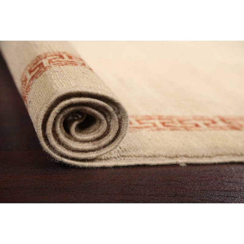 Geometric Bordered Wool Gabbeh Kashkoli Oriental Area Rug Hand-knotted - 3'2" x 5'4"