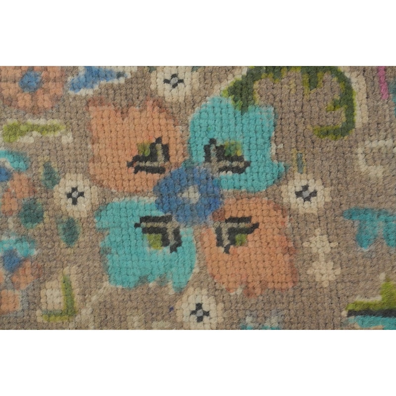 Hand Knotted Oriental 100% Wool Carpet Traditional Floral Beige & Ivories Tabriz Area Rug - 11' 5'' X 8' 2''