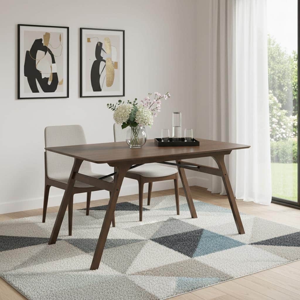 HomeRoots 59" Walnut Wood Dining Table - 59.00 in. x 30.00 in. x 35.00 in.