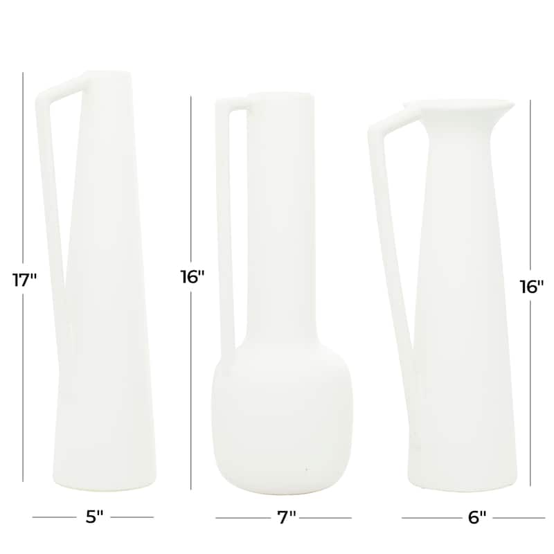 CosmoLiving by Cosmopolitan Ceramic Vase with Handles (Set of 3) - Black or White