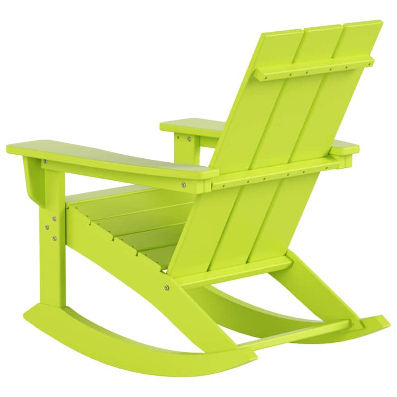 Shoreside Modern Eco-Friendly All Weather Poly Adirondack Rocking Chair with Side Table (2-Piece Set)