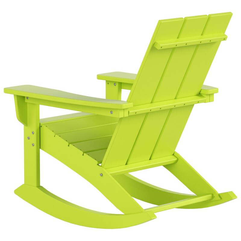 Shoreside Modern Eco-Friendly All Weather Poly Adirondack Rocking Chairs with Side Table (3-Piece Set)