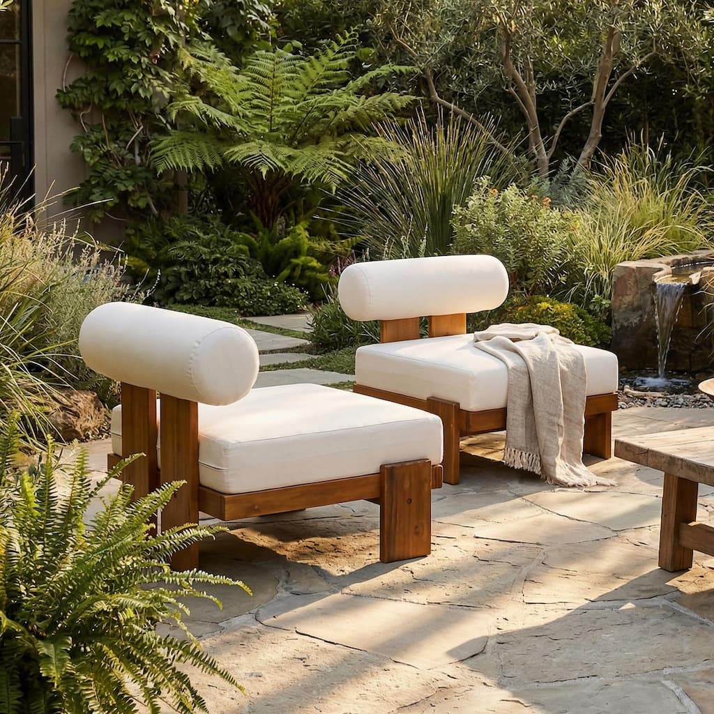Christopher Knight Home - Set of 2 Modern Outdoor Patio Club Chair with Water-Resistant Cushions