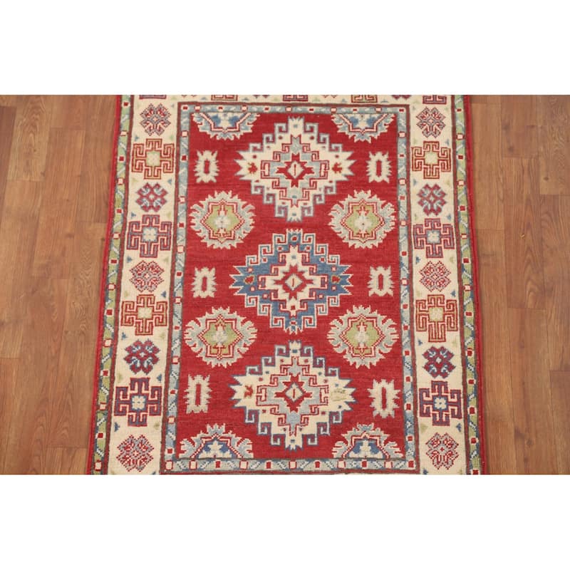 Pakistan Red Kazak Accent Rug Wool Carpet - 2'10" x 4'2"