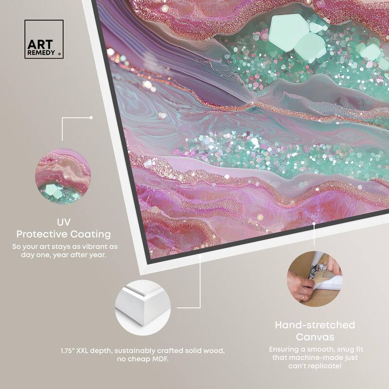 Pink and Mint Crystal II Canvas by Art Remedy
