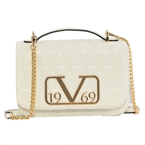 Shop LC 19V69 ITALIA by Alessandro Versace Faux Leather Crossbody Bag Chain Strap White - 10.5x2.3x6.5 inches