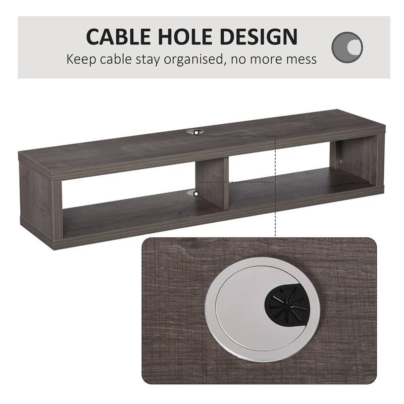 Wall Mounted TV Stand, Media Console Floating Storage Shelf, Dark Grey