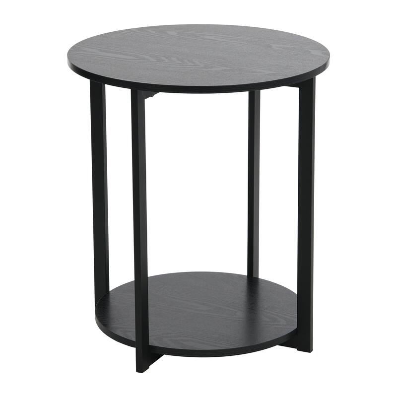 Jamestown Side End Table with Storage Shelf - Black Oak