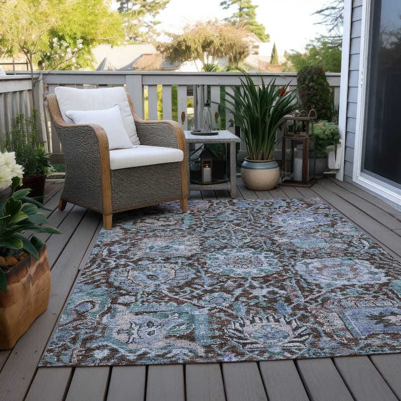 Machine Washable Indoor/ Outdoor Traditional Persian Chantille Rug