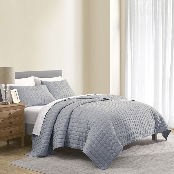 Wonderful Brushed Microfiber Flannel Heathered Quilt Set. Opens flyout.