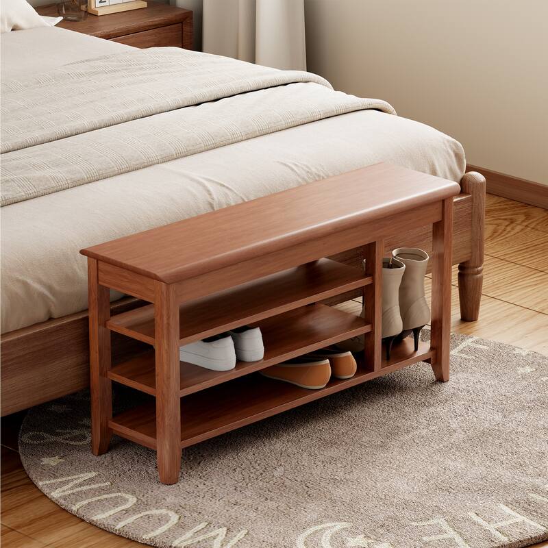 Solid Wood Shoe Rack Bench for Entryway 550lb Capacity