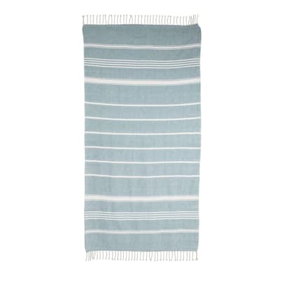 NOVICA Sweet Relaxation in Teal, Cotton beach towel