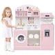 preview thumbnail 32 of 30, Costway Kids Kitchen Set Wooden Kitchen Playset with Clock, Microwave, - See Details