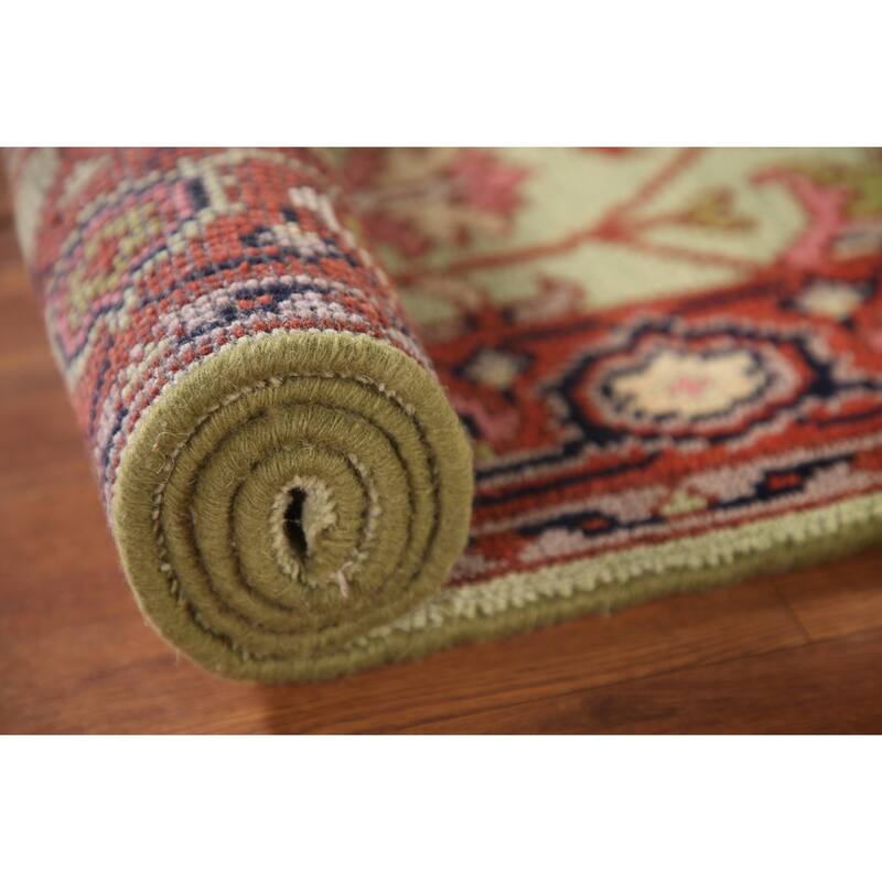 Light Green Heriz-Serapi Oriental Accent Rug Handmade Wool Carpet - 2'11"x 4'11"