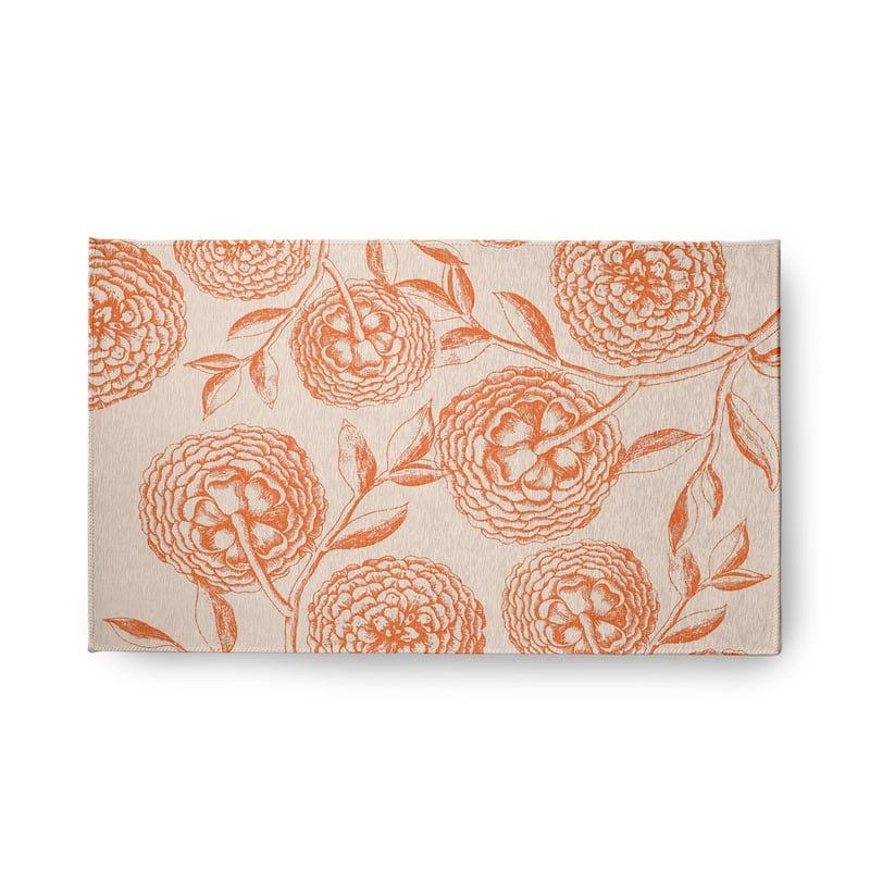 Antique Flowers Vintage Chenille Area Rug - 18" x 30" - Orange
