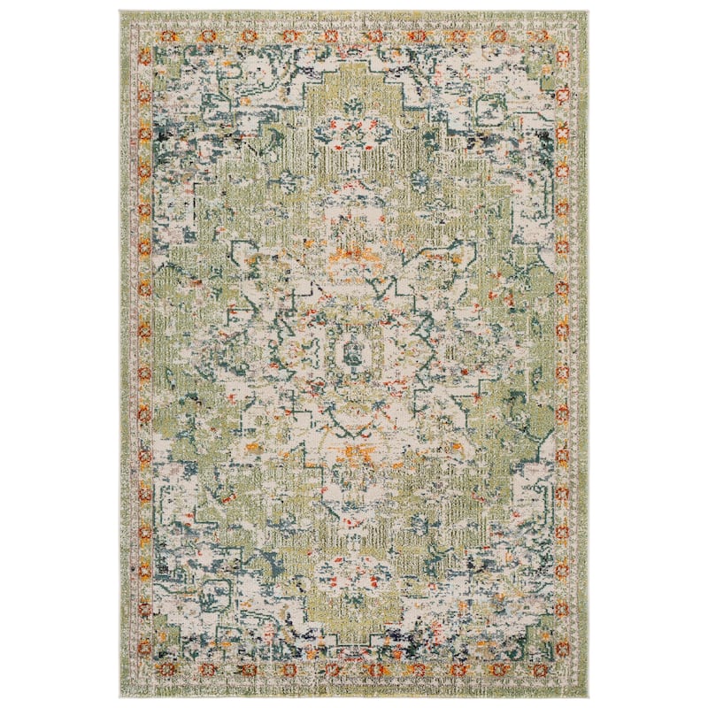 SAFAVIEH Madison Katelijne Boho Medallion Distressed Area Rug - 4' x 6' - Sage/Ivory