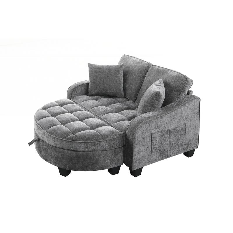 Sofa Comes with Two Small Throw Pillows, Suitable for Living Room and Bedroom - Grey