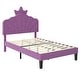 preview thumbnail 8 of 10, Javlergo Twin Size Platform Bed Frame with Crown Headboard Adjustable Height Upholstered Princess Bed for Kids