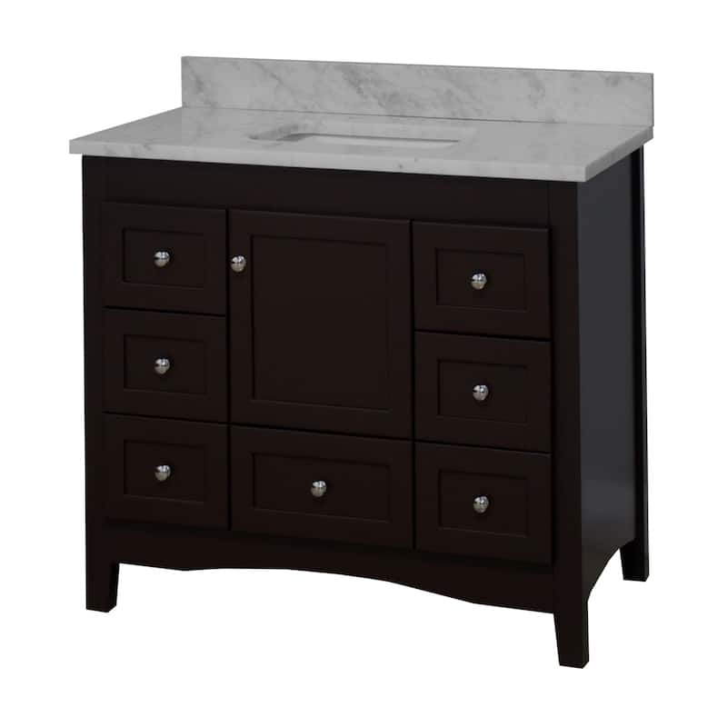 KitchenBathCollection Abbey 42" Bathroom Vanity with Carrara Marble Top