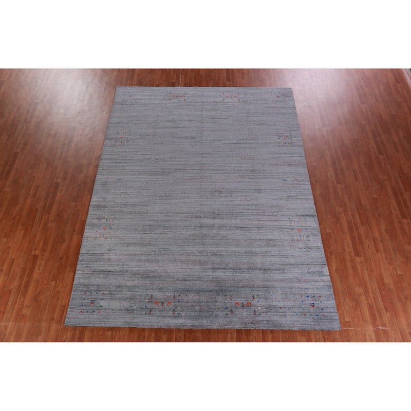 Hand Knotted Oriental 100% Wool Carpet Tribal Tribal Greys & Charcoal Gabbeh Area Rug - 11' 11'' X 8' 10''