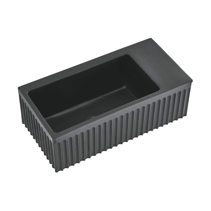 Delice Rectangle 24" Wall-Mount Bathroom Sink in Matte Black