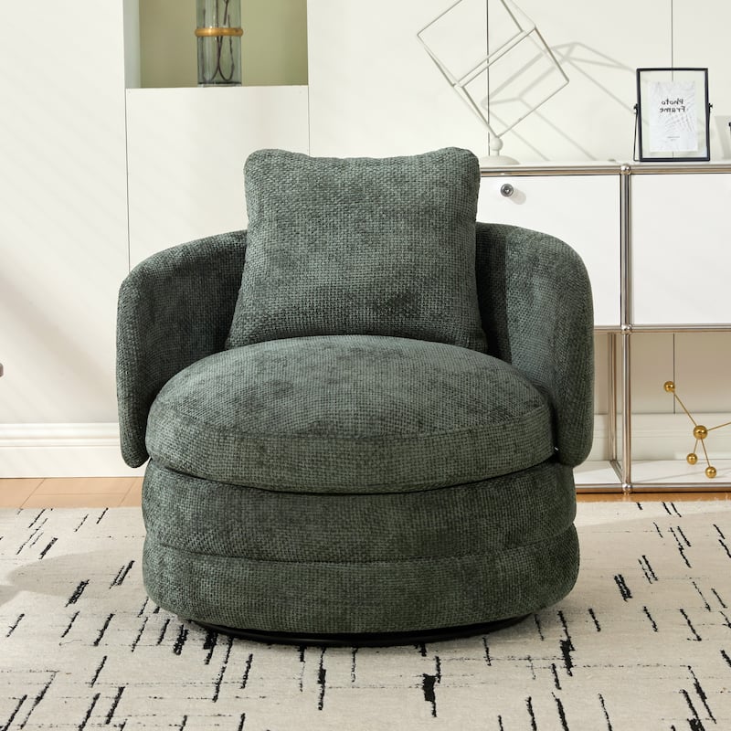 30"W Modern Upholstered Armchair,Accent Chair with a Pillow - Green