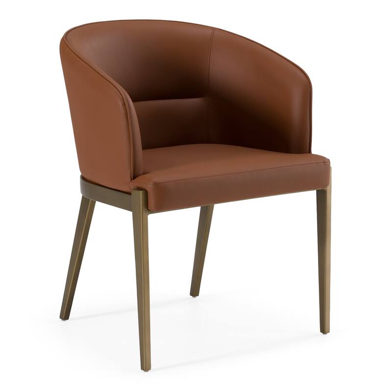Modrest Aragon Modern Brown Vegan Leather & Brass Dining Chair