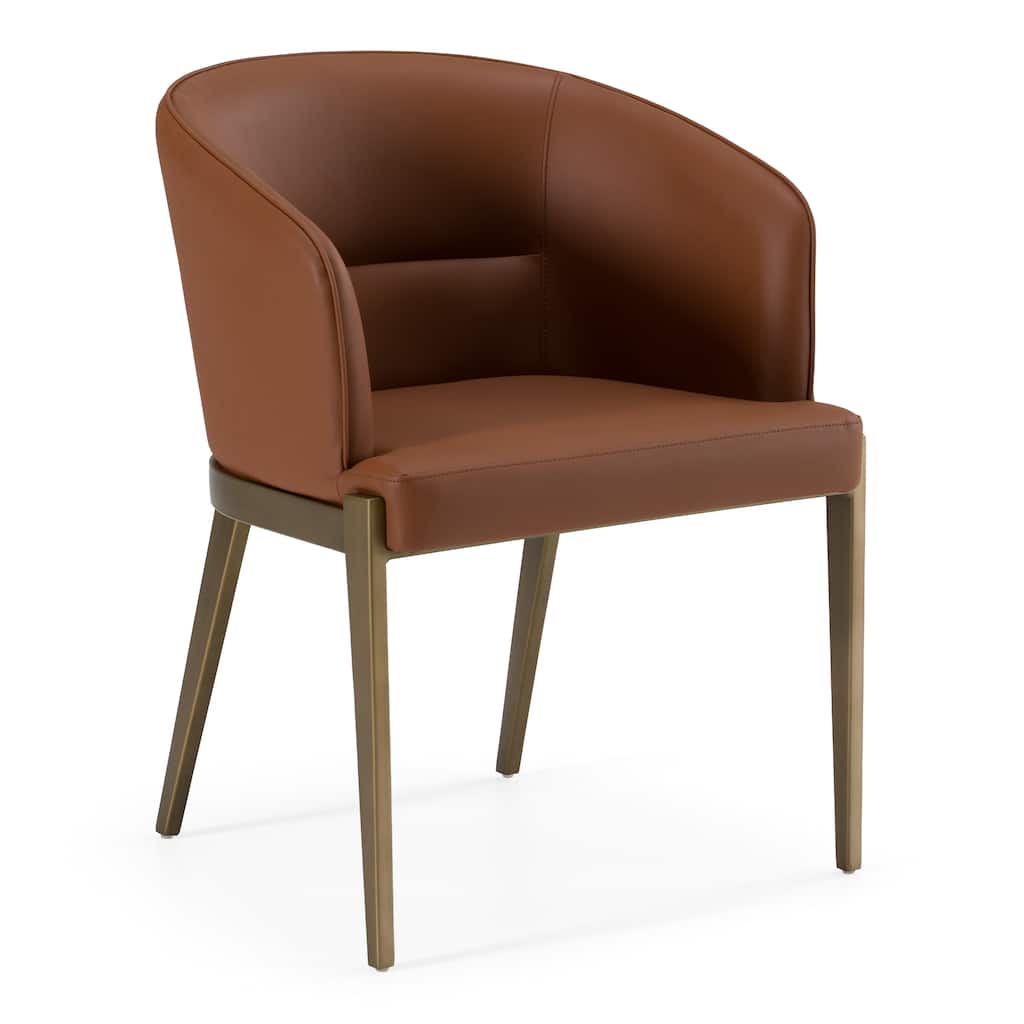 Modrest Aragon Modern Brown Vegan Leather & Brass Dining Chair