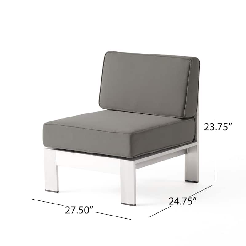 Cape Coral Outdoor Modern 9 Seater Aluminum U-Shaped Sofa Sectional Set with Ottoman by Christopher Knight Home
