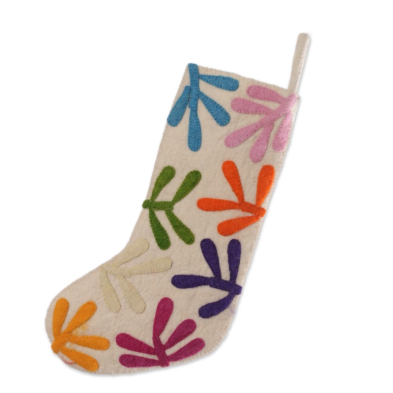 Novica Handmade Holiday Cheer Applique Wool Felt Christmas Stocking