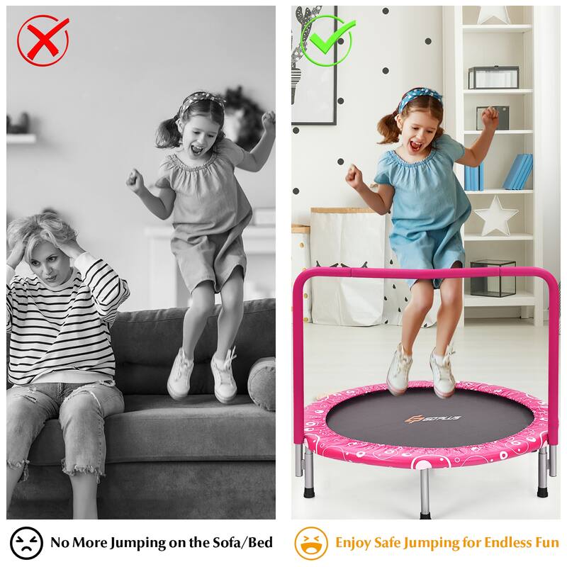 Costway 36'' Kids Trampoline Rebounder W/Full Covered Handrail & Pad
