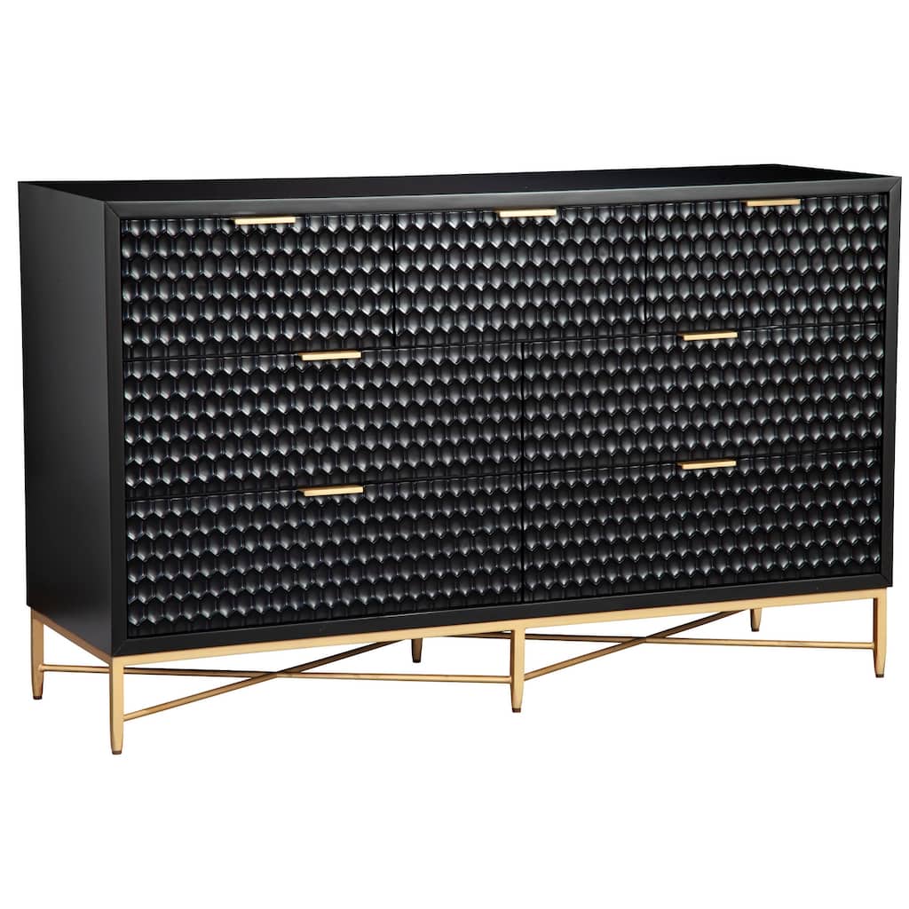 Origins by Alpine Black Pearl Seven Drawer Wood Dresser in Black