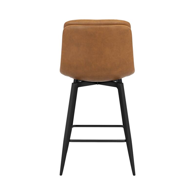 360°Swivel Bar Stools Set of 2/3/4, 26" H Seat Height with, Faux Leather Barstool for Kitchen Island and Home Bar Brown