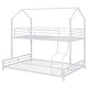 preview thumbnail 7 of 11, Twin over Full Metal Bunk Bed with House Roof Frame and Curve Ladder & Guardrail, Can Be Divided into 2 Separate Beds, White