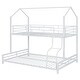 preview thumbnail 7 of 10, White Metal House Bunk Bed with Roof, Ladder and Fence for Kids, Boys and Girls